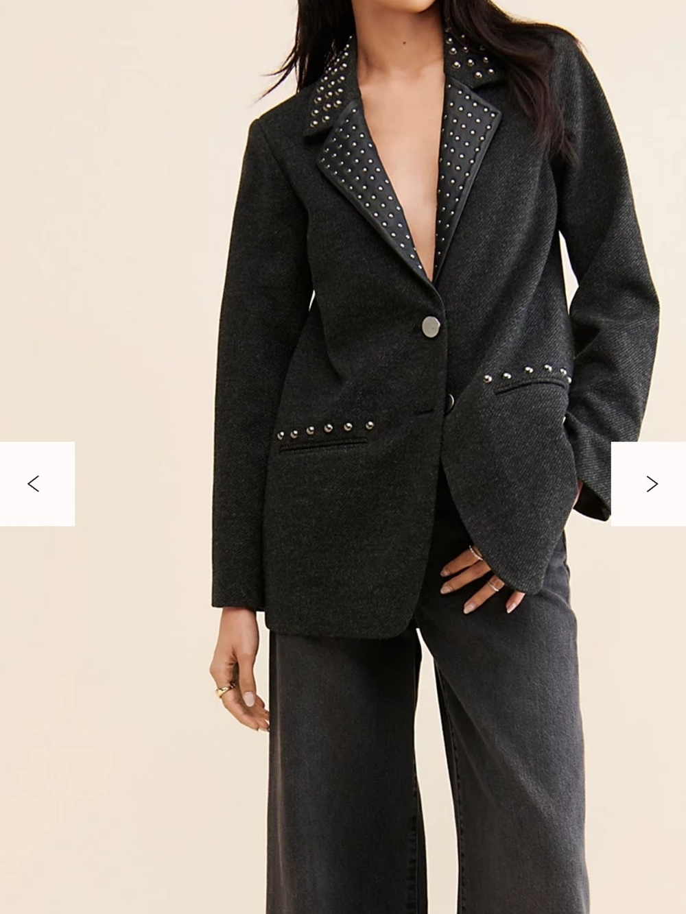 Free People One Teaspoon Black Stud-Trim Blazer